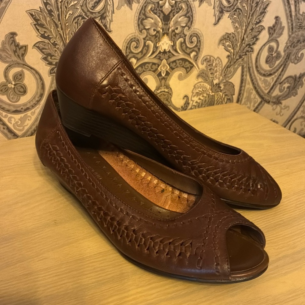 Sandler Dark Brown Woven Leather Flats